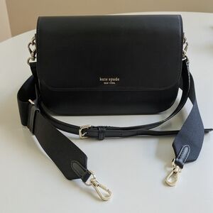kate spade Black Leather Crossbody with Detachable Wide Strap